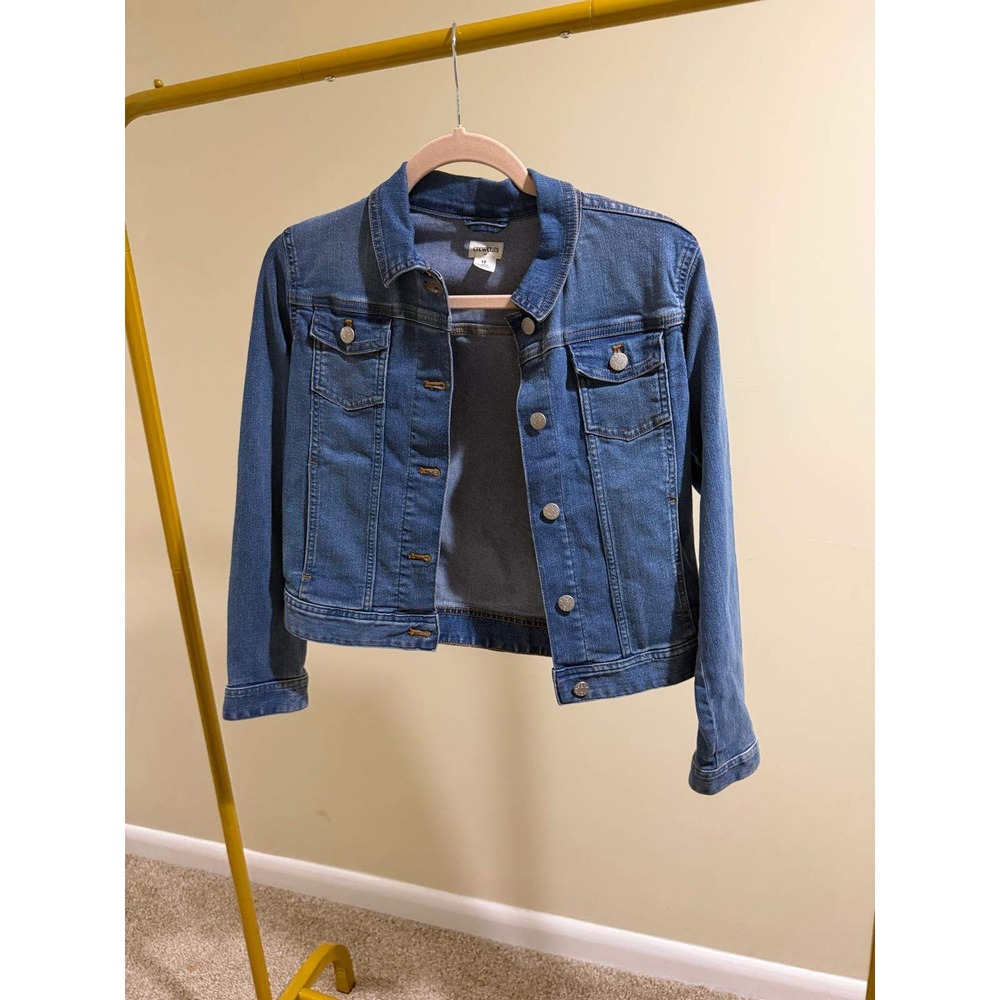 Crewcuts J.Crew Girls Size 12 Denim Trucker Jacket Medium Wash Stretch Blue